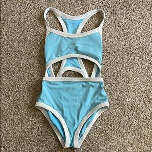 Aerie Blue and White One Piece Swimsuit